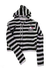 Sweat à capuche rayé motif tête de mort emo d'automne